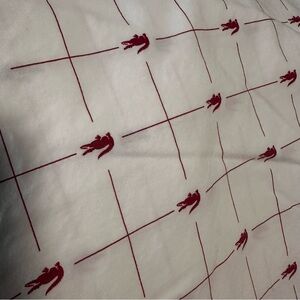 King Size Lacoste White Sheet Cover with Burgundy Grid & Crocodile Motif